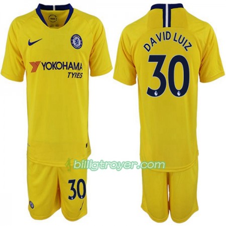 Billige Fotballdrakter Chelsea David Luiz 30 Barn Bortedraktsett 2018/19 Kortermet
